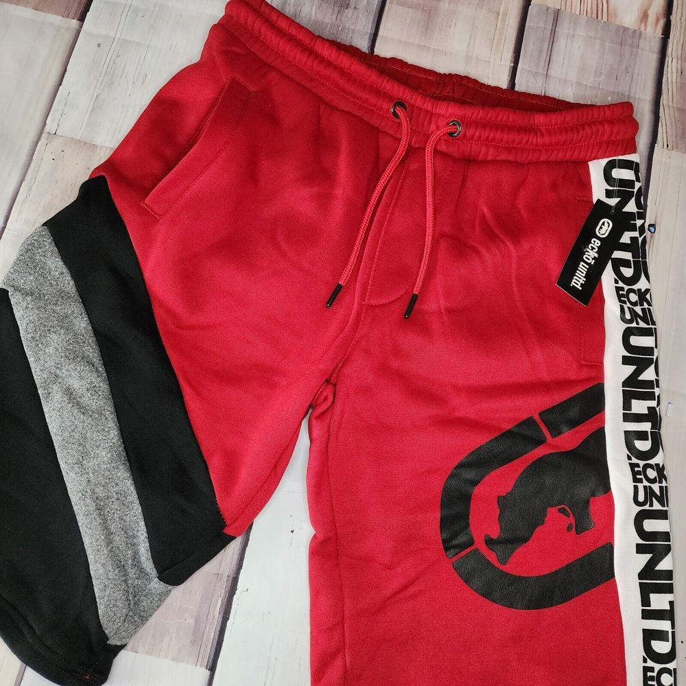 Ecko Unltd Mens Small Jogger Drawstring Sweatpant Fleece‎ Shorts True Ecko Red